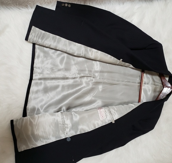 Oscar de la Renta One Button Jacket Black Size R44 - Picture 2 of 4